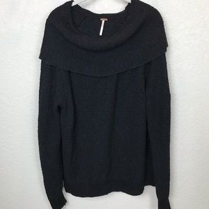 Free People Black Off-Shoulder Sweater